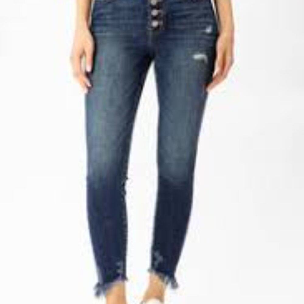 MADEWELL HIGH RISE SKINNY DISTRESSED RAW HEM SIZE 25